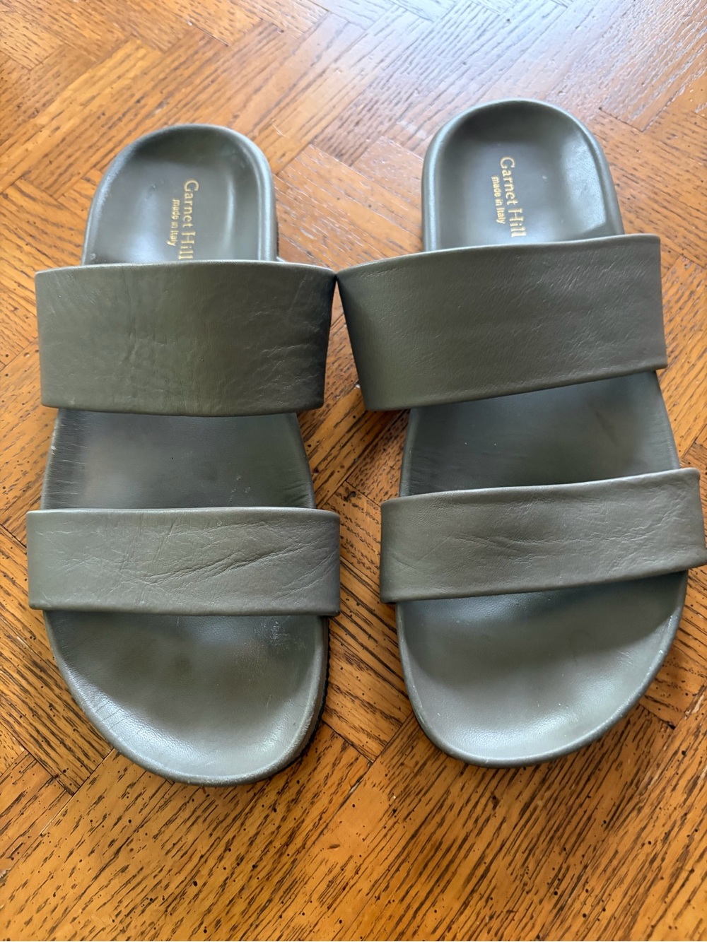 Garnett Hill Double Strap Slide Sandals-gray.